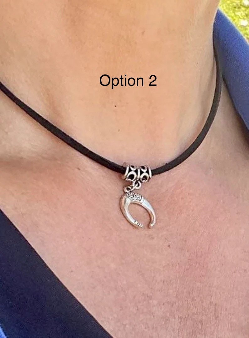 Crescent Moon Choker Necklace Layered Choker Leather Choker Etsy