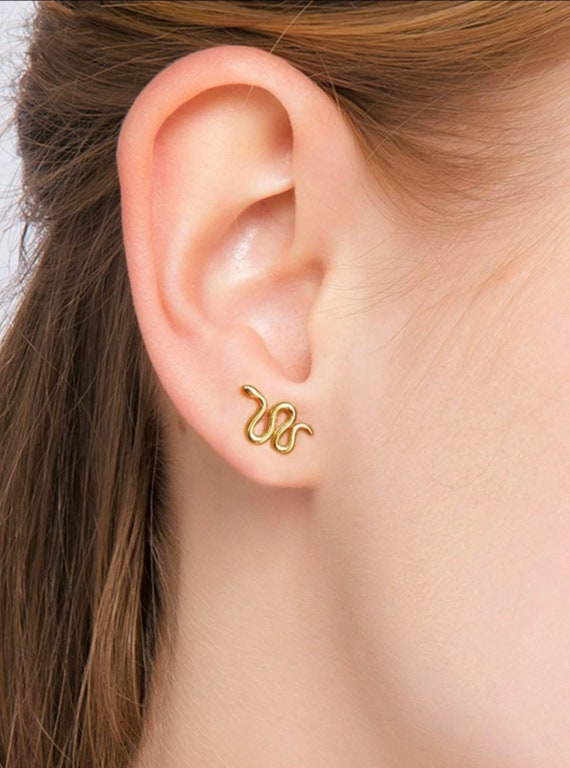 Gold Snake Earrings Small Snake Studs Snake Jewelry Gift