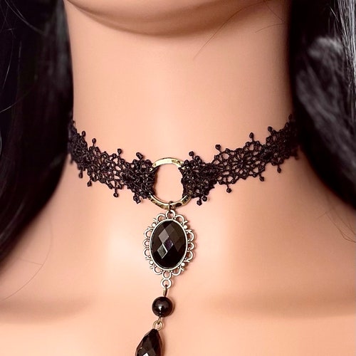 Black Lace Choker Etsy
