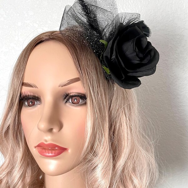 Black Rose Hair Clip Etsy