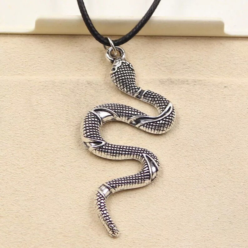 Silver Snake Necklace Black Choker Black Cord Fashion Etsy