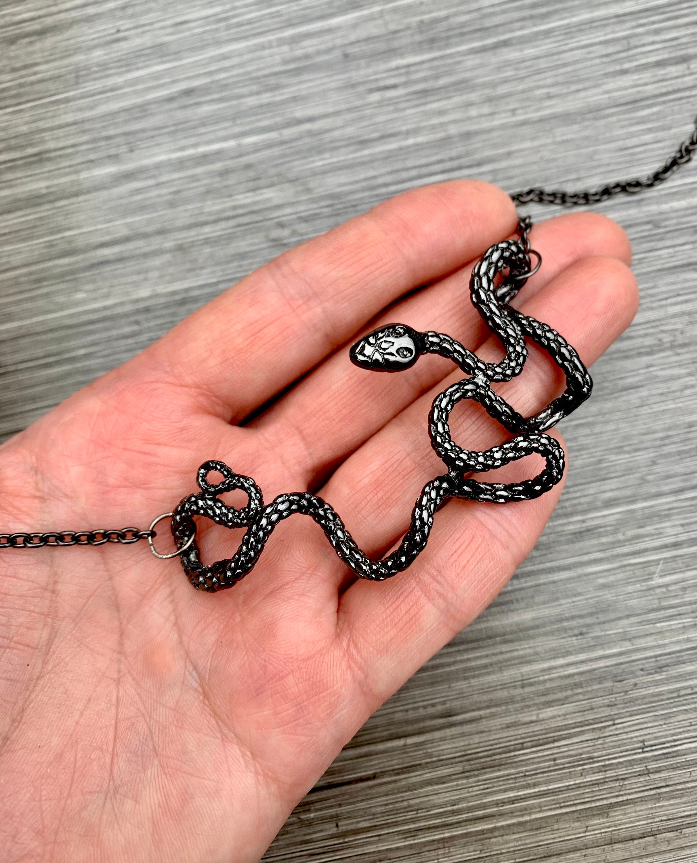 Snake Necklace Black Snake Chain Choker Gothic Jewelry Etsy