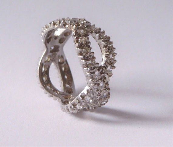 Diamond Vintage Anniversary Ring Art Deco 14k White Gold Etsy