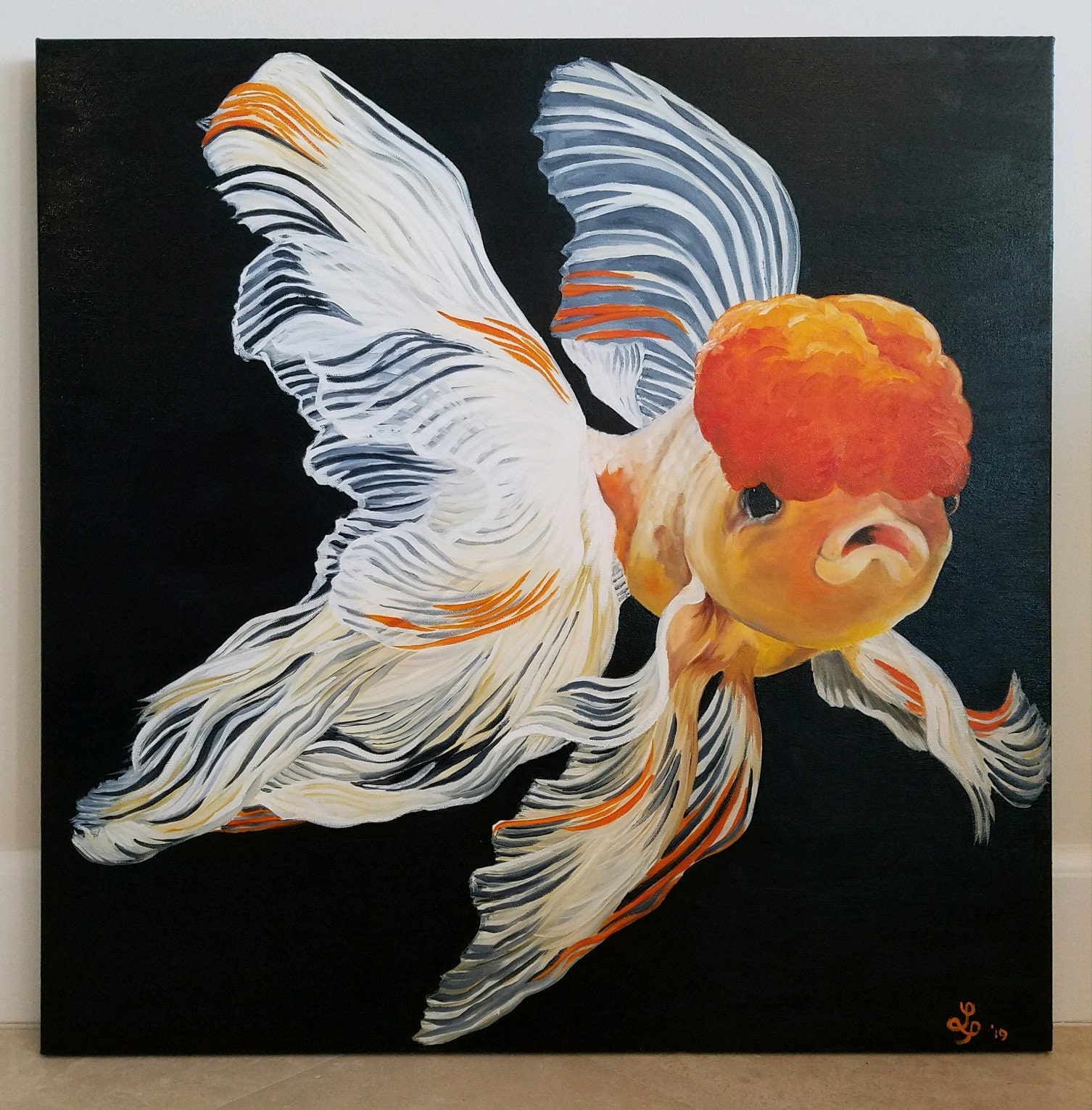 Oil Painting Of A Goldfish On Canvas Etsy Il Fullxfull.2867654580 98z2