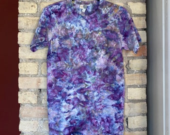 Ice Dyed T-shirt, Unisex Adult Small Crew Neck Tie Dyed Shirt