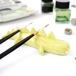 Ceramic Crocodile Brush Rest, Calligraphy Pen Rest, Paintbrush Rest. Handmade in Italy