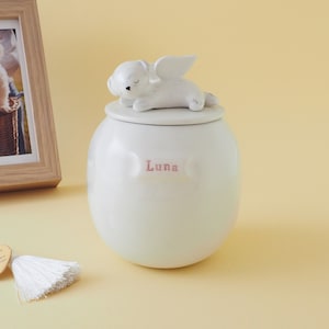 Custom Dog Urn for Ashes. A Sweet Dog Memorial Urn Or Dog Sympathy Gift for Pet Loss. Ceramic Handmade in Italy