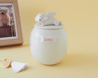 Small Dog Urn. Personalized Ceramic Pet Urn for Ashes. Handmade in Italy
