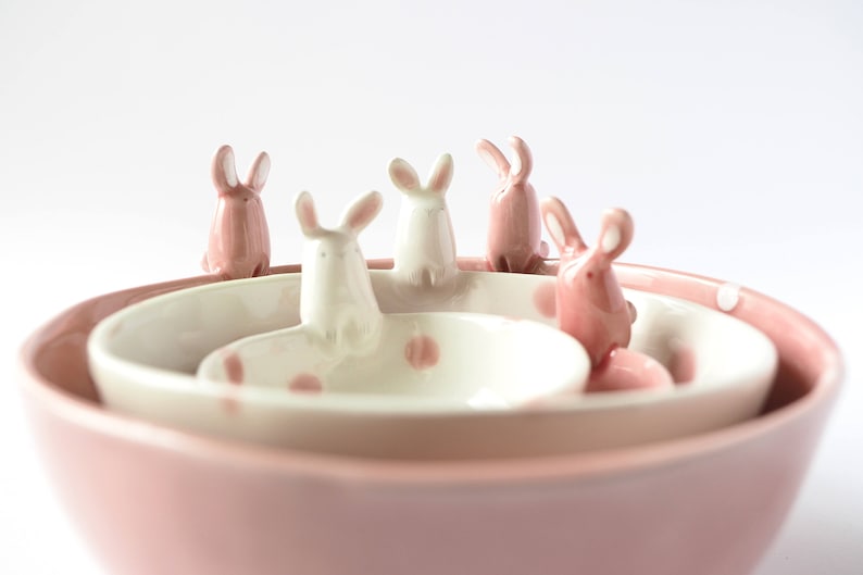 Cute Rabbit Bowl Pottery Handmade, Animal Bowl. An unique Serving bowl. Made in Italy. image 7