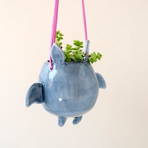 Flying Bat Hanging Plant Holder. A Cute Bat Hanging Vase in Ceramic. Handmade in Italy. Halloween Decoration. zdjęcie 5