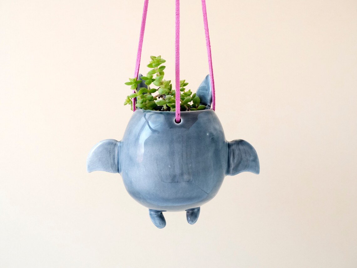 Flying Bat Hanging Plant Holder. A Cute Bat Shaped Hanging Etsy