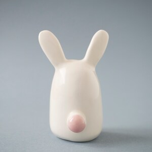 Ceramic White Bunny Figurine, A Cute Easter Bunny Handmade in Italy. image 6