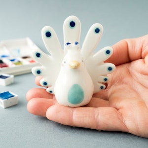 Ceramic Peacock Brush Rest. A Special Peacock Shaped Pen or Brush Rest, Handmade in Italy. image 2