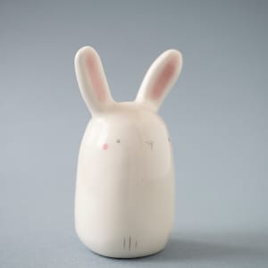 Ceramic White Bunny Figurine, A Cute Easter Bunny Handmade in Italy. image 5