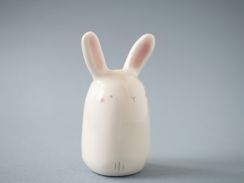 Ceramic White Bunny Figurine, A Cute Easter Bunny Handmade in Italy. image 5