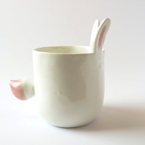 Cute Bunny Mug, Ceramic Rabbit Tea Cup, Cute Bunny gift, Bunny Coffee Cup Handmade in Italy. image 2