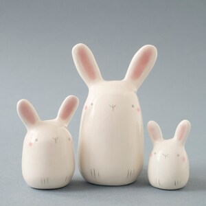 Ceramic White Bunny Figurine, A Cute Easter Bunny Handmade in Italy. image 3