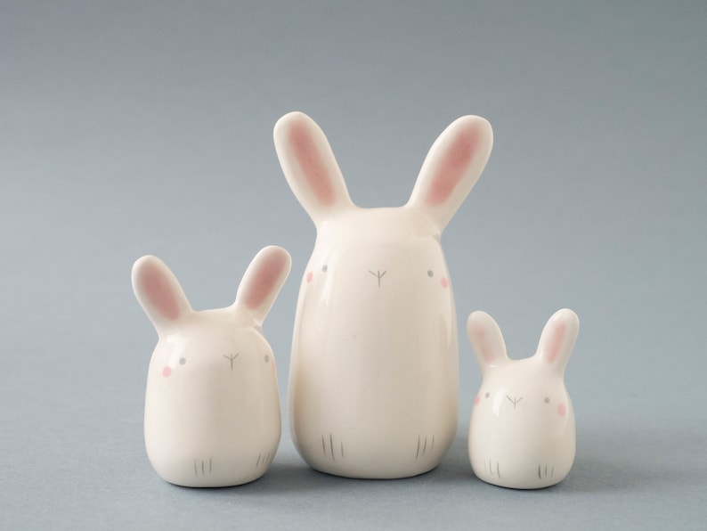 Ceramic White Bunny Figurine, A Cute Easter Bunny Handmade in Italy. image 3