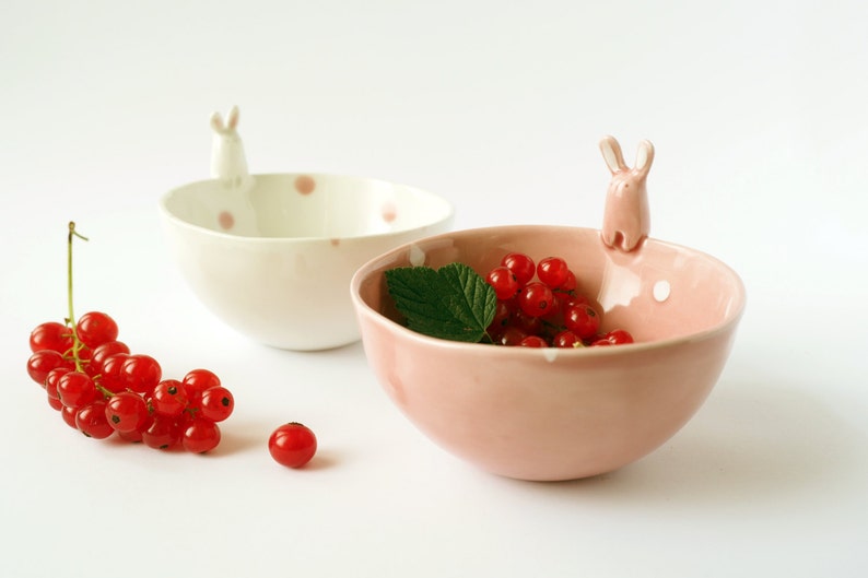 Cute Rabbit Bowl Pottery Handmade, Animal Bowl. An unique Serving bowl. Made in Italy. image 1