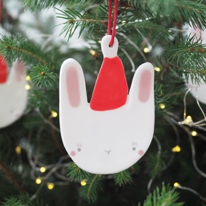 Cute Christmas Decoration to Ornate the Xmas Tree. Christmas Hanging Ornament Animal Shaped. Ceramic Handmade in Italy.