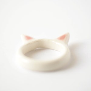 Ceramic Cat Ring, Cute Cat ring, White Kitty Ring, Handmade Jewerly, Valentines gift. image 5