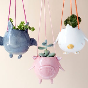 Flying Bat Hanging Plant Holder. A Cute Bat Hanging Vase in Ceramic. Handmade in Italy. Halloween Decoration. image 9