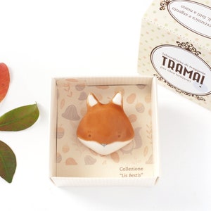 Ceramic Fox Pin Brooch, Perfect Gift for Woodland Animals Lovers, Handmade in Italy.