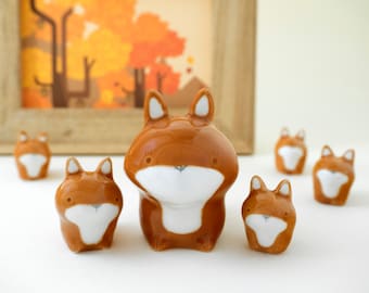 Ceramic Red Fox Figurine. A Special Woodland Animal, Handmade in Italy. Unique Fox Lover Gift.