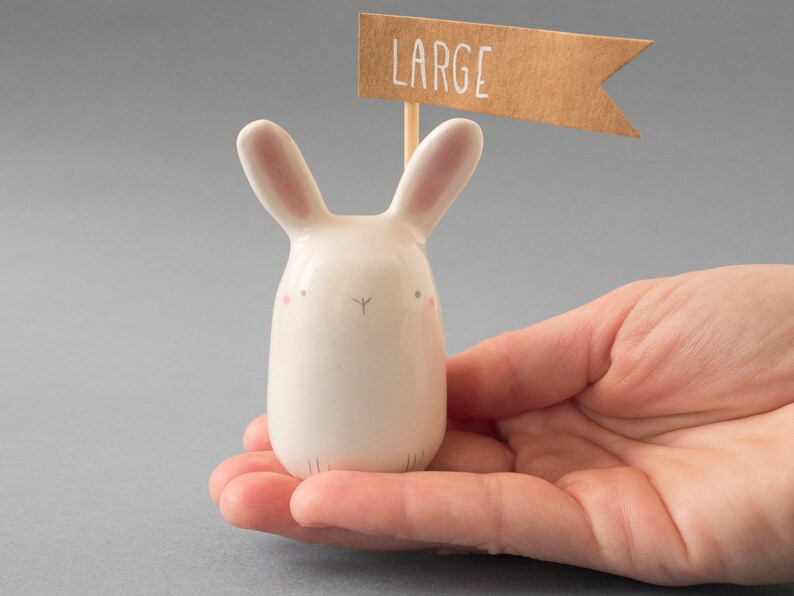 Ceramic White Bunny Figurine, A Cute Easter Bunny Handmade in Italy. ONE Large Bunny