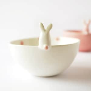 Cute Rabbit Bowl Pottery Handmade, Animal Bowl. An unique Serving bowl. Made in Italy. image 4