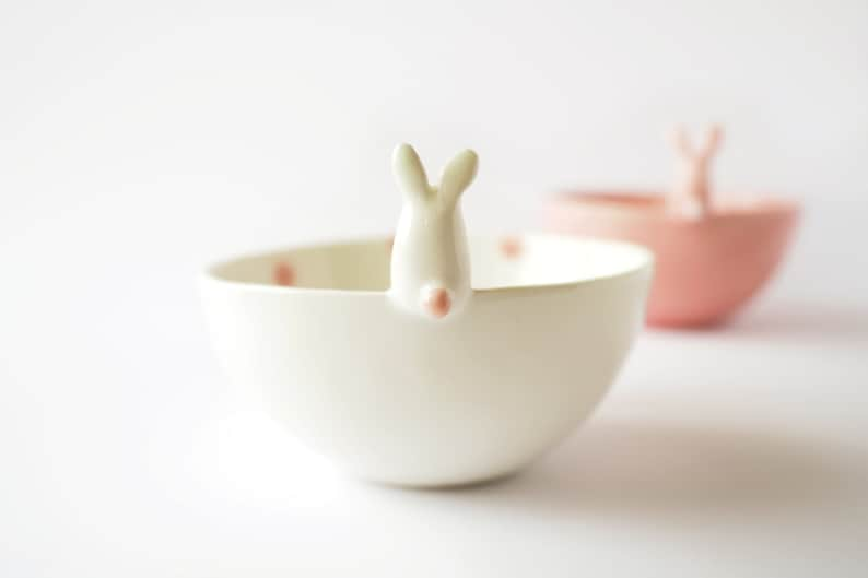 Cute Rabbit Bowl Pottery Handmade, Animal Bowl. An unique Serving bowl. Made in Italy. image 4