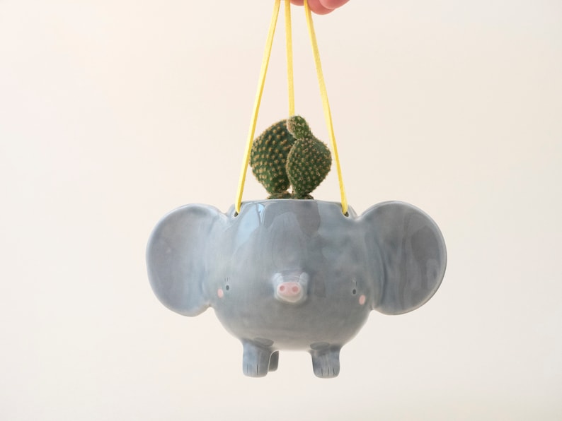 Flying Elephant Hanging Plant Holder. A Cute Elephant Shaped Etsy