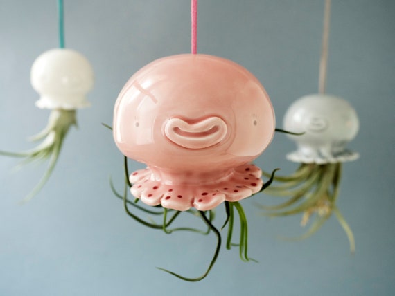 Jellyfish Hanging Planter. A Cute Air Planter Jellyfish Shaped to Hold Air  Plants. Ceramic Handmade in Italy. - Etsy