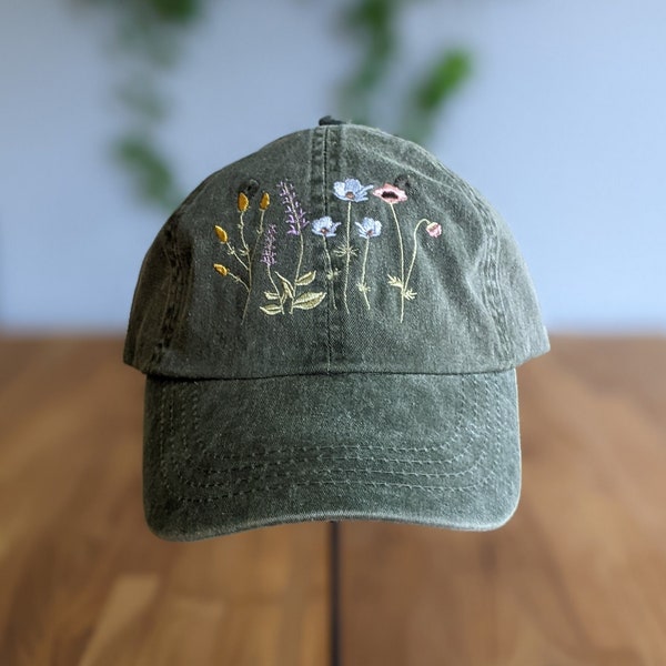 Wildflower cap - embroidered flower dad cap