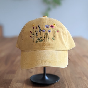 Wildflower Bumblebee Embroidered Dad Cap