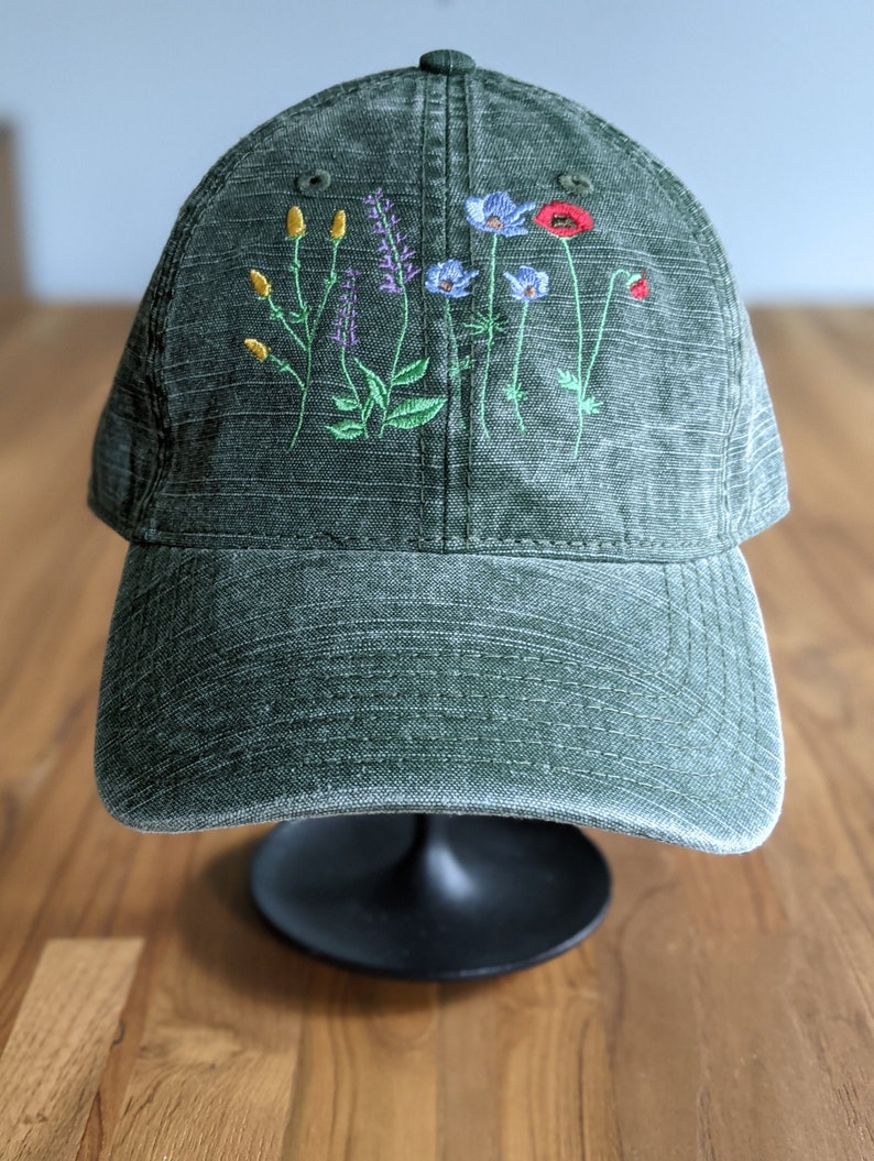 Wildflower cap embroidered flower dad cap image 5