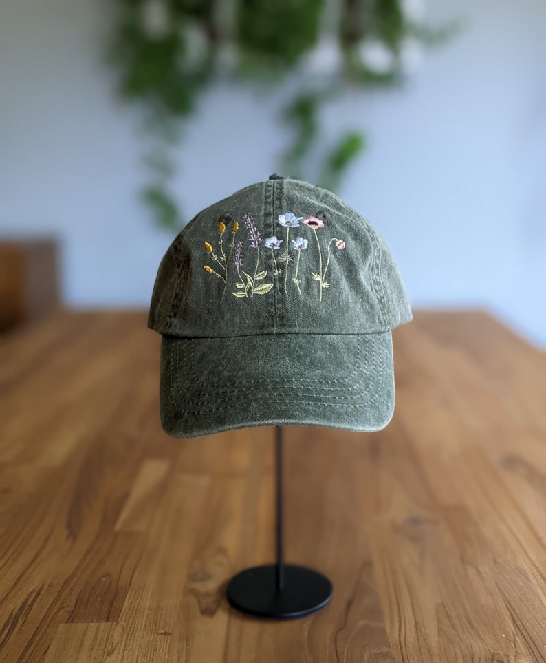 Wildflower cap embroidered flower dad cap image 1