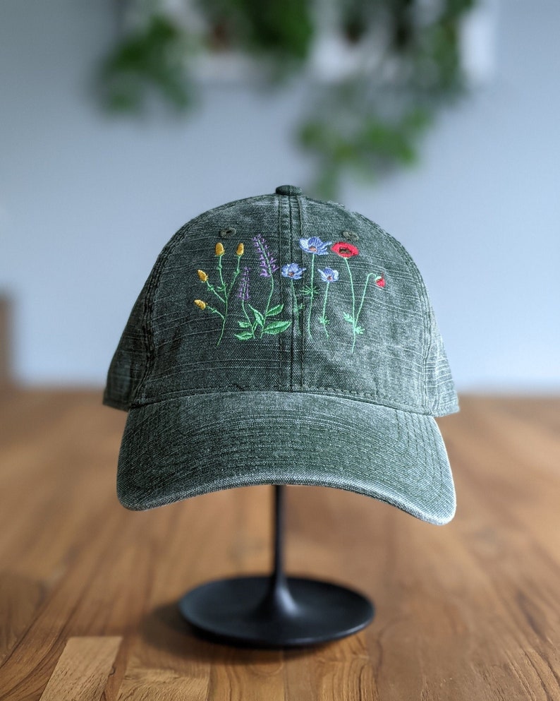 Wildflower cap embroidered flower dad cap image 4