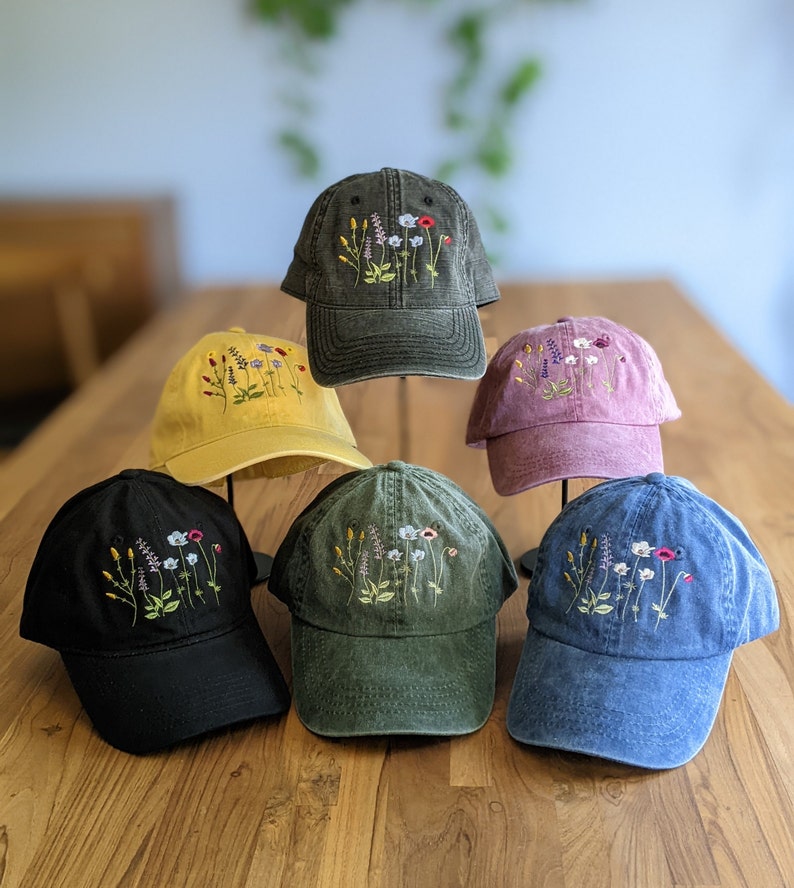 Wildflower cap embroidered flower dad cap image 3