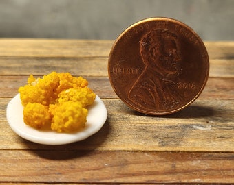 FRIED chicken on a plate, miniature 1:12, dollhouse, food, kitchen, dinner