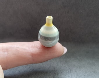 CERAMIC handmade small VASE, unique, OOAK; special glazing, with stipes; miniature in scale 1:12; pottery, thrown on wheel, dollshouse vase