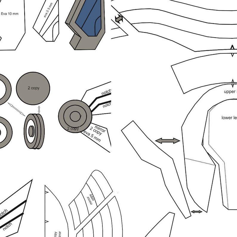DIY Overwatch Pharah Anubis Helmet Pattern Printable Template Cosplay Costume Armor Eva Foam Game Helmet