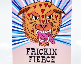 Frickin' Fierce Tiger | Greeting Card | A2 + Kraft Envelope | Blank Inside |