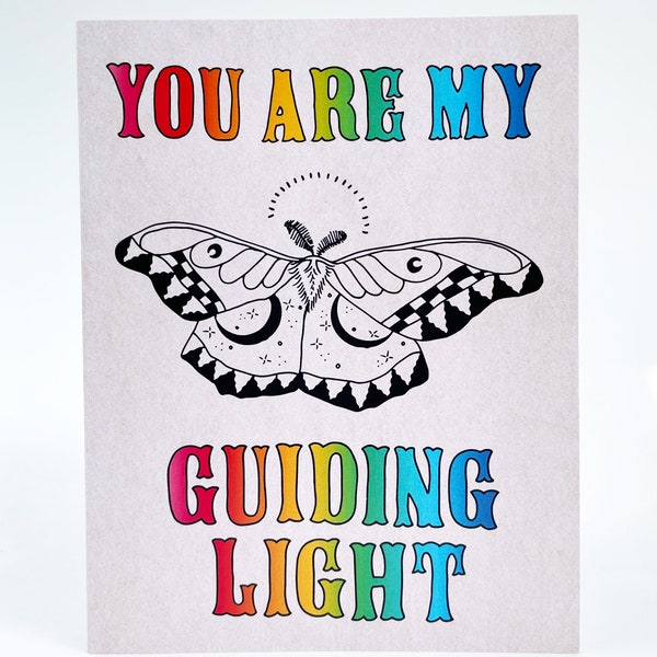 Love Greeting Card, You Are My Guiding Light, Lunar Moth, Stationery