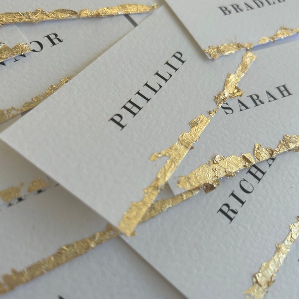 Gold Leaf Edge Wedding Place Cards | Name Cards | Table Setting