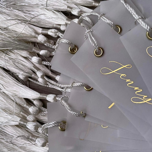 Vellum Place Card Tag with tassel