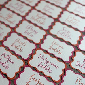 Bright Wavy Place Cards | Name Cards | Wavy Design wedding | Table setting | Pink | Orange