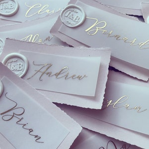 Deckled Edge wedding Place Cards | Name Cards with Wax Seal