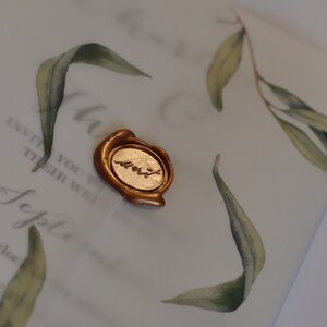 Modern Vellum Wrap Invitations with Wax Seal Stamp