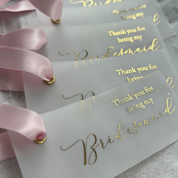 Vellum wedding Thank you tags | Bridesmaid | Flowergirl | Groomsman | Usher